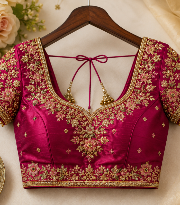 Designer Embroidered Silk Blouse