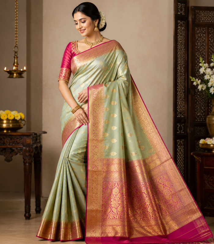 Soft Silk Saree with Zari Border